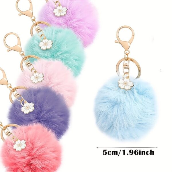 Wholesale 6PCS cross-border explosions Rex Rabbit imitation rabbit fur ball pendant artificial fur ball key chain pendant luggage hanging accessories