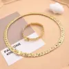 Wholesale Long-Lasting Plated 18K Gold Solid Color Copper Casual Simple Style Bracelets Necklace Jewelry Set