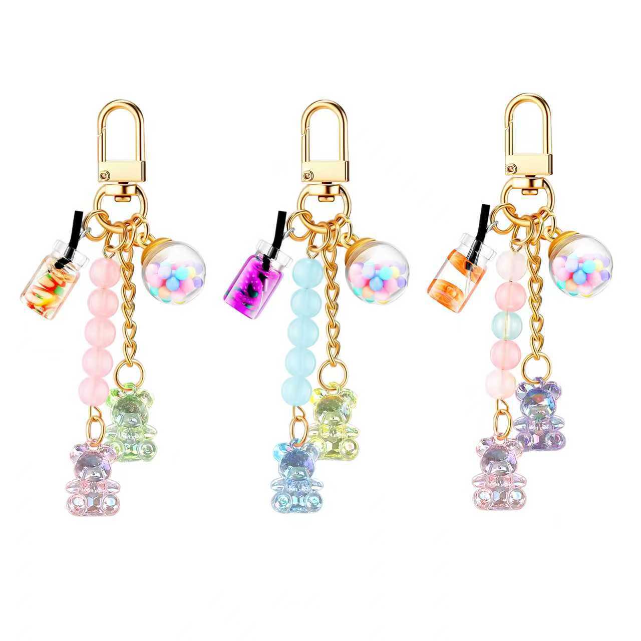 Wholesale Acrylic 3D Bear Sliced Ft Bottle Keychain Pendant