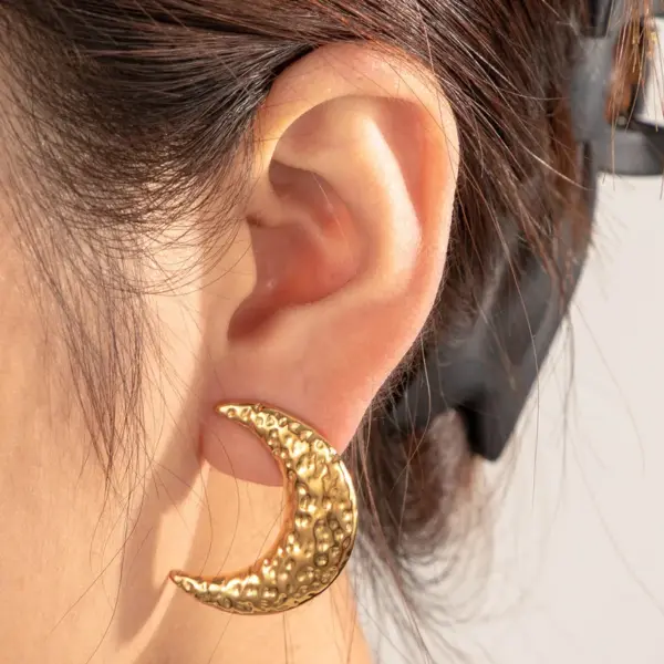 Wholesale 1 Pair IG Style French Style Moon Starfish 304 Stainless Steel Ear Studs