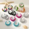 Wholesale 1 Pair Nordic Style Lady Tropical C Shape Inlay 304 Stainless Steel CCB Zircon Ear Studs