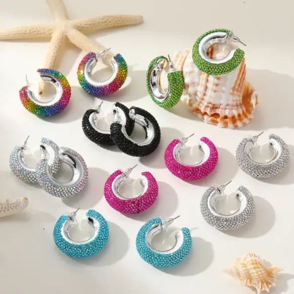 Wholesale 1 Pair Nordic Style Lady Tropical C Shape Inlay 304 Stainless Steel CCB Zircon Ear Studs