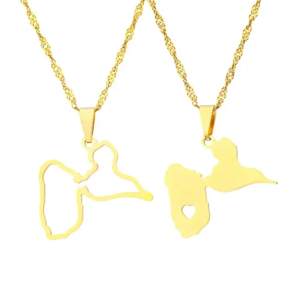 Wholesale Jewelry Vintage Style Map Guadeloupe Map 201 Stainless Steel 304 Stainless Steel Plating Pendant Necklace
