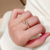 Wholesale Micro-inlaid zircon full diamond bone ring platinum-plated bone ring trendy open bamboo bone zircon index ring
