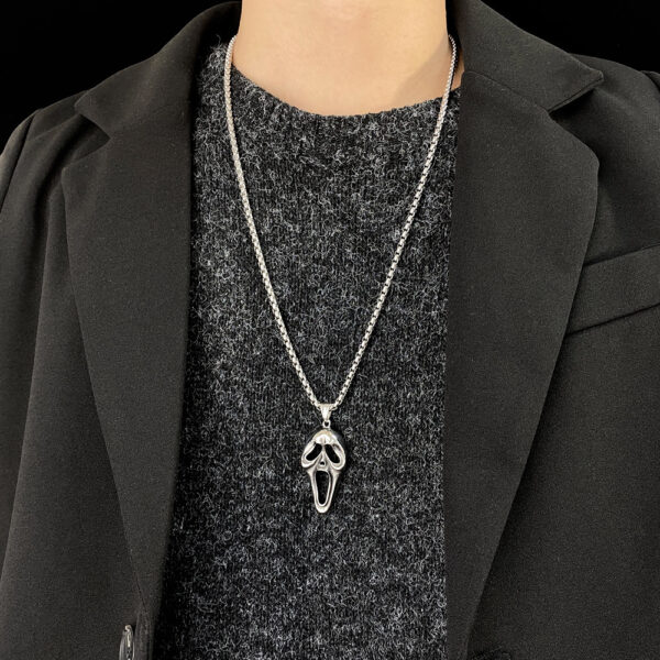 Wholesale Amazon hot jewelry Europe and the United States creative exaggerated face skull mask titanium steel men's necklace accessories