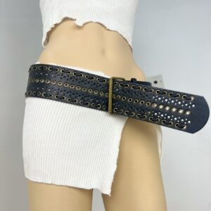 Pure hand woven belt black / 108cm