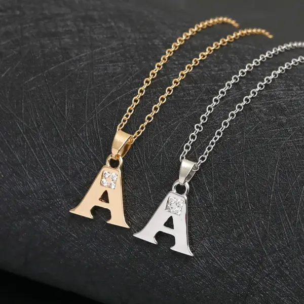 Wholesale Simple Style Letter Copper Plating Inlay Zircon Pendant Necklace