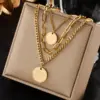Wholesale PVD Coated 18K Gold Plated Letter Stainless Steel Vintage Style Waterproof Non Tarnish 304 Stainless Steel Layered Necklaces