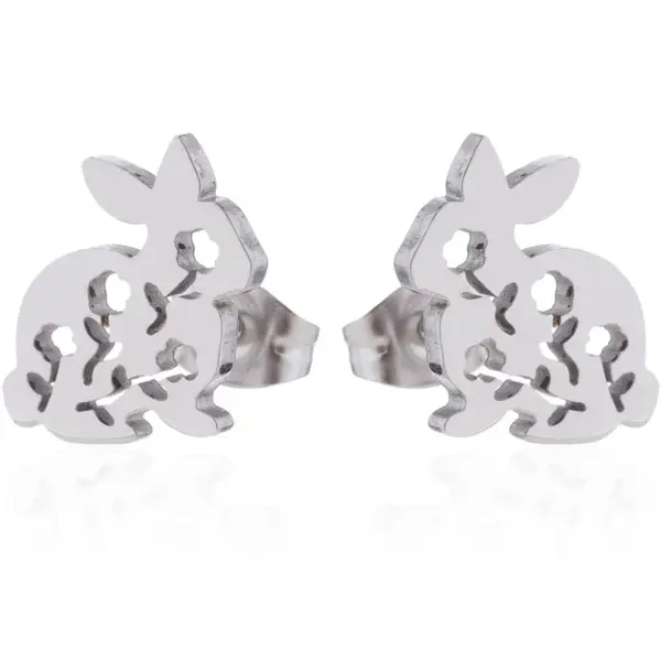 Wholesale PVD Coated 18K Gold Real Gold Plated Rabbit 304 Stainless Steel Simple Style Waterproof Non Tarnish Ear Studs