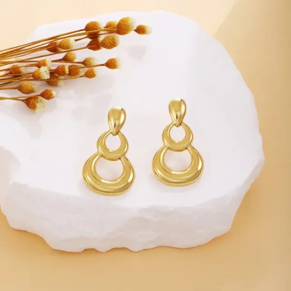 Wholesale 1 Pair French Style Simple Style Classic Style Geometric 304 Stainless Steel Imitation Gold Electroplating Drop Earrings
