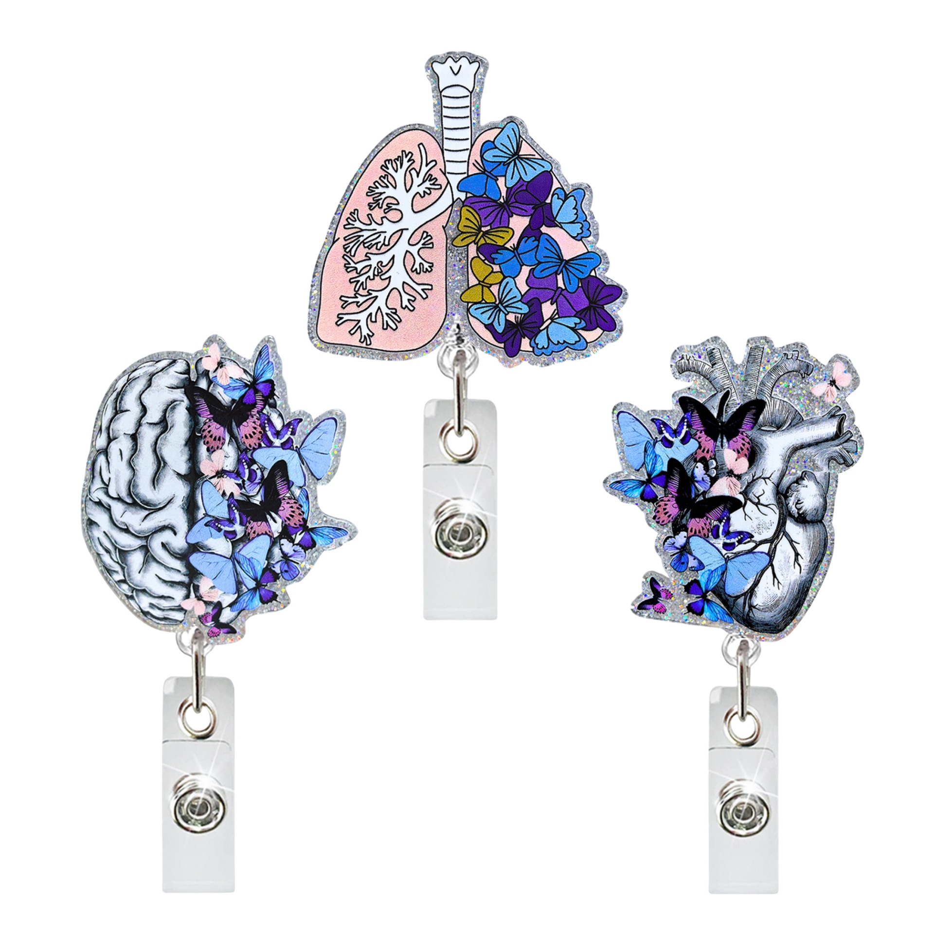 Wholesale Cross-border labeling into the warehouse new heart organ documents easy pull easy buckle decorative telescopic badge clip