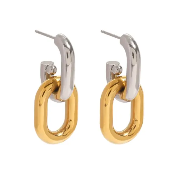 Wholesale PVD Coated Real Gold Plated Color Block 304 Stainless Steel Simple Style Classic Style Waterproof Non Tarnish Earrings