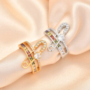 Wholesale Cross-border Supply Light Luxury High-end Full Diamond Opening Ring Paperclip Elegant Fashion Instagram Cold Style Finger Ring