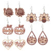 Wholesale Thanksgiving turkey pumpkin wooden earrings