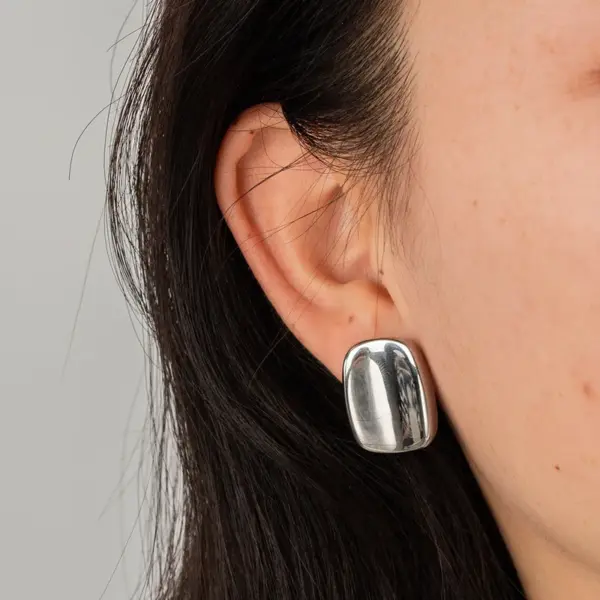 Wholesale 304 Stainless Steel Rectangle PVD Coated 18K Gold Plated Real Gold Plated Commute Waterproof Non Tarnish Plating Earrings