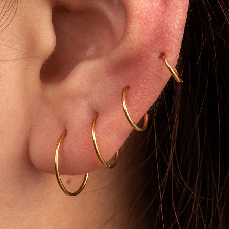 Wholesale 316 Stainless Steel Round IG Style Hoop Earrings For Women's