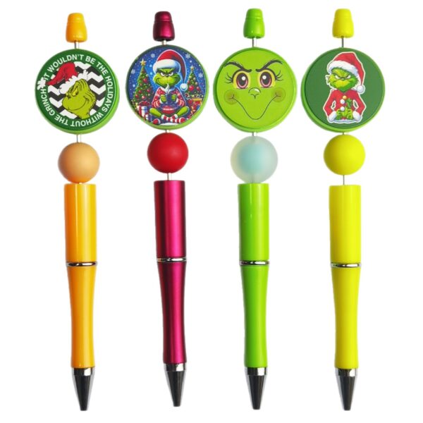 Wholesale Silicone printed round Christmas glowing beads