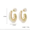 Copper C Shape Electroplated Pearl KC Golden Plated Casual Elegant Plating Inlay Apricot White Ear Studs