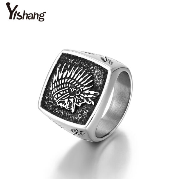 Wholesale European and American Hip Hop Jewelry Wholesale 2021 New Indian Totem Ring Retro Stainless Steel Men's Ring