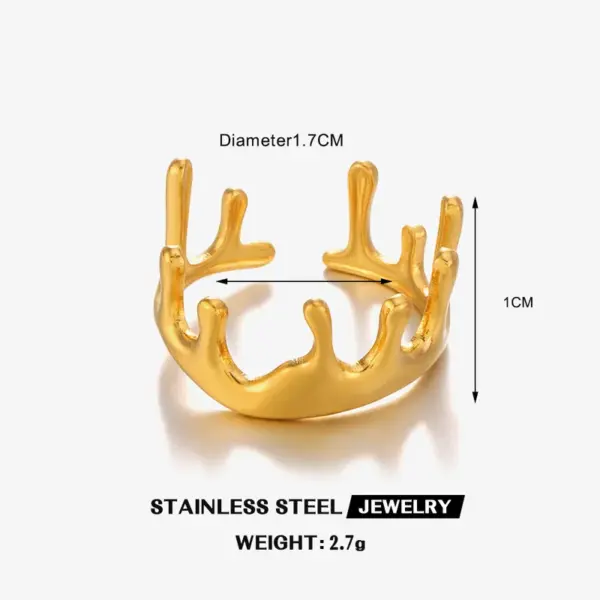 Wholesale Ion Plating (IP) 18K Gold Plated Irregular 304 Stainless Steel Vintage Style Simple Style Waterproof Non Tarnish Open Rings