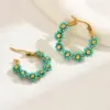 Wholesale 1 Pair Vacation Flower Plating 201 Stainless Steel Plastic 18K Gold Plated Hoop Earrings