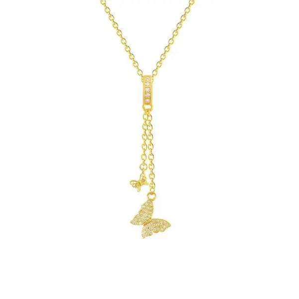 Vacuum Plating Geometric Heart Shape Butterfly Titanium Steel Fashion Titanium Steel Lobster Trigger Clasp Closure Necklace