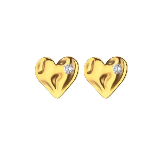 PVD Coated Real Gold Plated Star Heart Shape 304 Stainless Steel Casual Elegant Lady Waterproof Non Tarnish Ear Studs