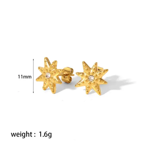 Wholesale PVD Coated Real Gold Plated 18K Gold Cross Moon 304 Stainless Steel Simple Style Waterproof Non Tarnish Ear Studs