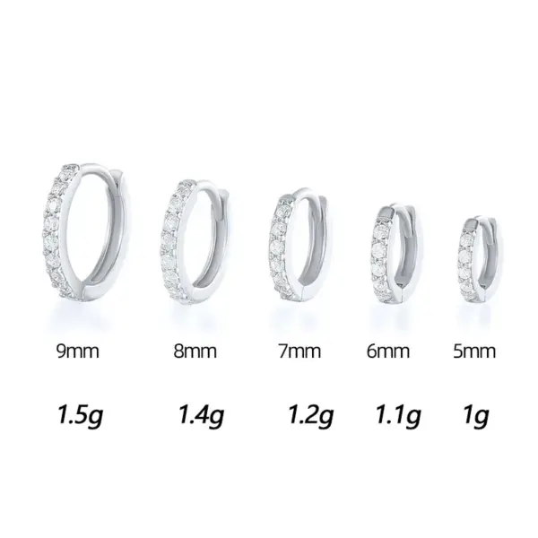 New Ear Buckle Korean Simple Row Zircon Earrings Female Round Small Copper Ear Nails