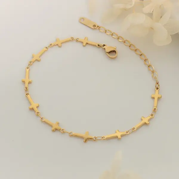 Wholesale PVD Coated Real Gold Plated 18K Gold Geometric 304 Stainless Steel Fashion Waterproof Non Tarnish 304 Stainless Steel Bracelets