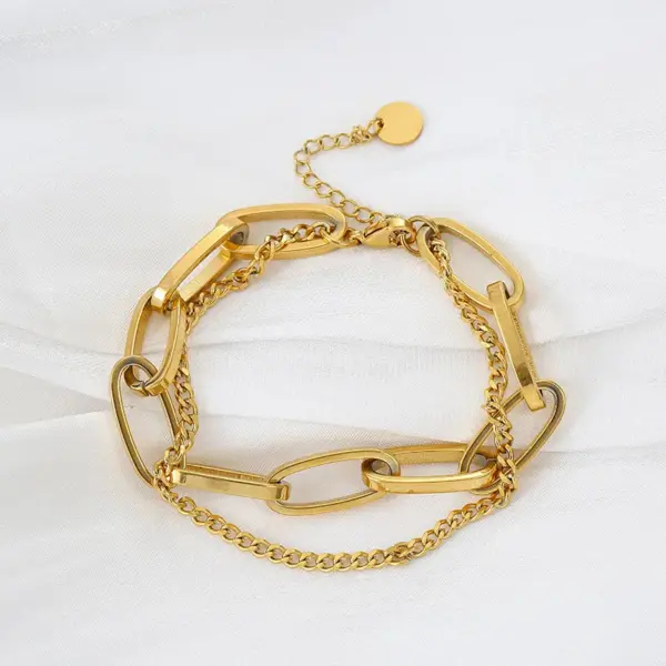 Wholesale Simple Style Geometric Solid Color Titanium Steel Plating Bracelets 1 Piece