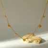 Wholesale Trillion-cut Electroplated Necklace In 18K Gold Plated 304 Stainless Steel With Zircon And 0.03-0.05µm PVD Coating Side Chain