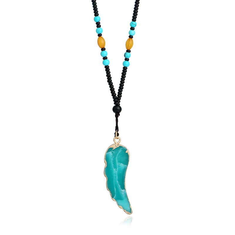 Wholesale EBAY AliExpress hot selling jewelry European and American National style natural turquoise necklace long pendant sweater chain