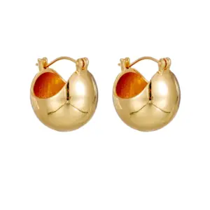 Fashion Heart Copper No Inlaid 14K Gold Plated Earrings