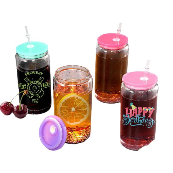 Wholesale Foreign trade explosions 16oz color plastic mason cup cans anti-drop simple plastic cup milk tea cup