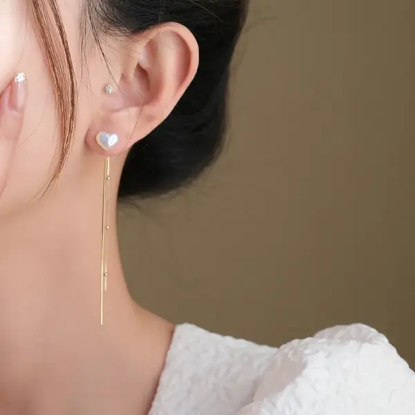 1 Pair Fairy Style Korean Style Heart Shape Inlay Alloy Artificial Pearls Dangling Earrings