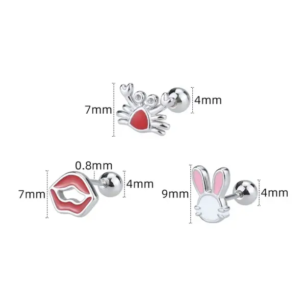 Wholesale 1 Piece Cute Simple Style Geometric Animal Crown Plating Titanium Steel Ear Studs