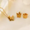 Wholesale 304 Stainless Steel Butterfly PVD Coated 18K Gold Plated IG Style Elegant Waterproof Non Tarnish Plating Earrings Necklace