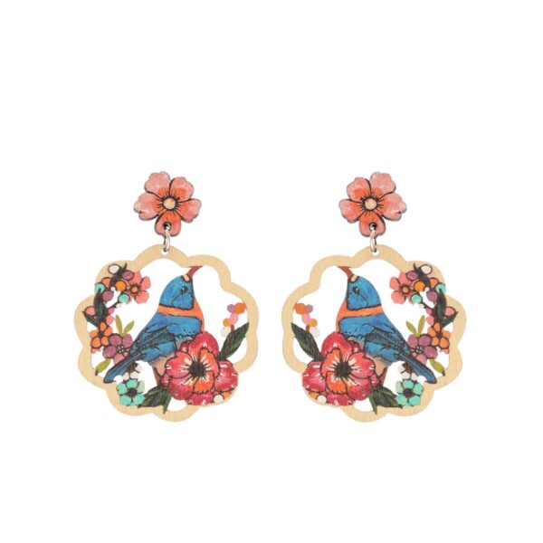 oly-4c931fd7f5f352cf0c3dcded2a6ad3d2 Wholesale New Bohemian Style nut Tree Flower Bird Hollow Earrings Love Earrings Personalized Fashionable European and American Earrings