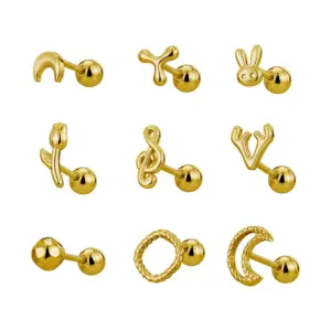 Wholesale 1 Piece Simple Style Commute Geometric Plating Titanium Steel Cartilage Earrings