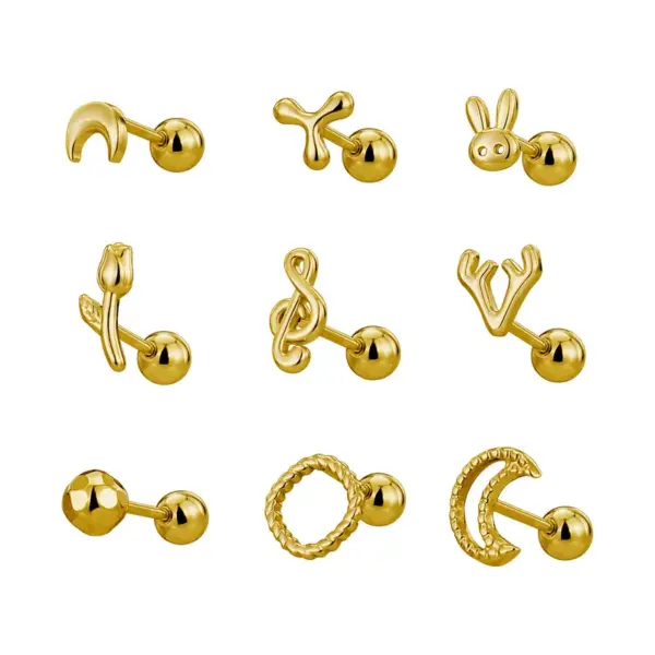 Wholesale 1 Piece Simple Style Commute Geometric Plating Titanium Steel Cartilage Earrings