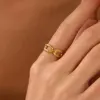 oly-4c98f40e2ab32766f0e130455916bc4e Wholesale PVD Coated 18K Gold Plated Geometric 304 Stainless Steel Classic Style Waterproof Non Tarnish Open Ring