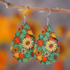 Wholesale Creative sunflower earrings double-sided wooden water drop earrings personality earrings