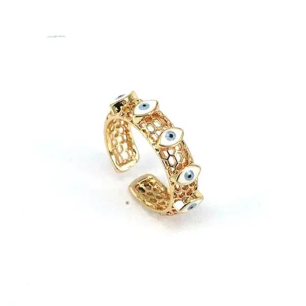Wholesale Retro Devil's Eye Copper Gold Plated Open Ring 1 Piece