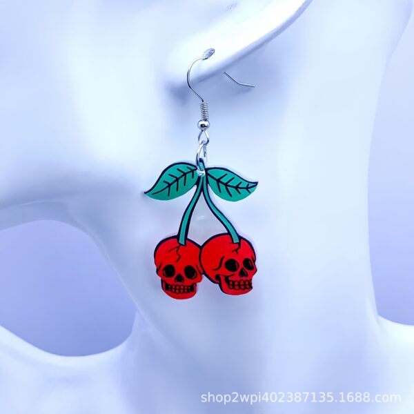 oly-4ca34ad91440de313399c7df14a69dde Wholesale 30pcs/pack Halloween Cherry Skull Acrylic Flatback Pendant DIY Earrings Pendant