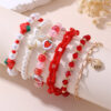 Wholesale Red polymer clay strawberry pearl girl's bracelet