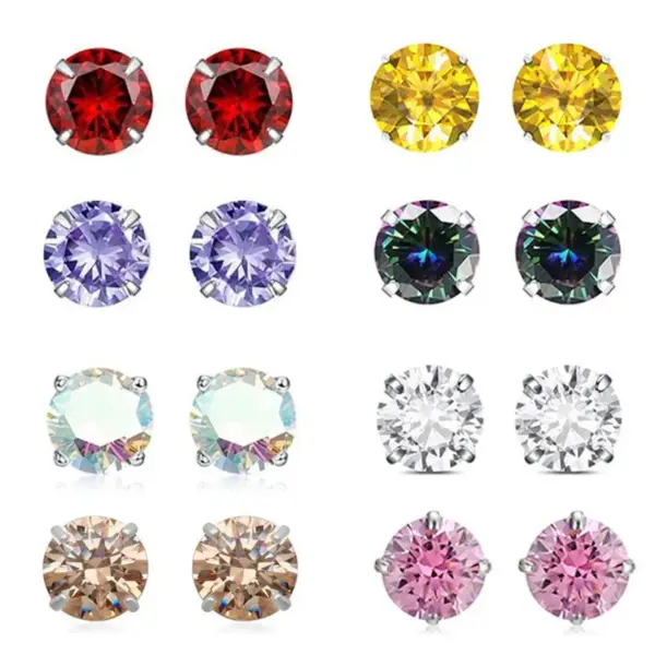 Geometric Pattern F136 Titanium Alloy Stud Earrings Four Prong Inlaid 5A Zircon Screw-in Lip Bone Stud Earrings Eye Tweezer Jewelry Replacement Head