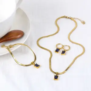 22C07138-Blue Diamond Suit (Necklace Bracelet Earrings)