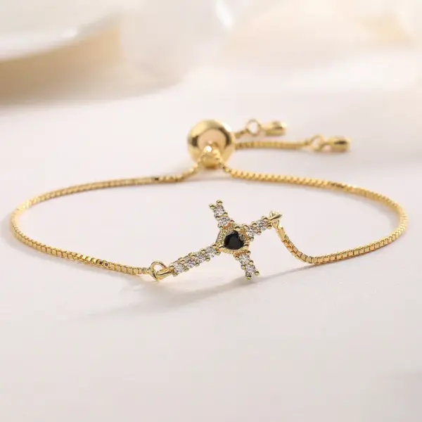 Wholesale Jewelry Retro Simple Style Cross Copper Bracelets Box Chain