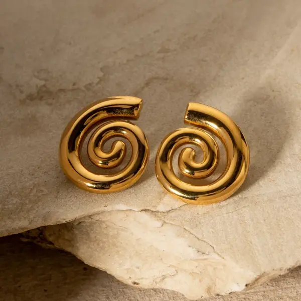 1 Pair IG Style Simple Style Solid Color Spiral 304 Stainless Steel 18K Gold Plated Stainless Steel Earrings